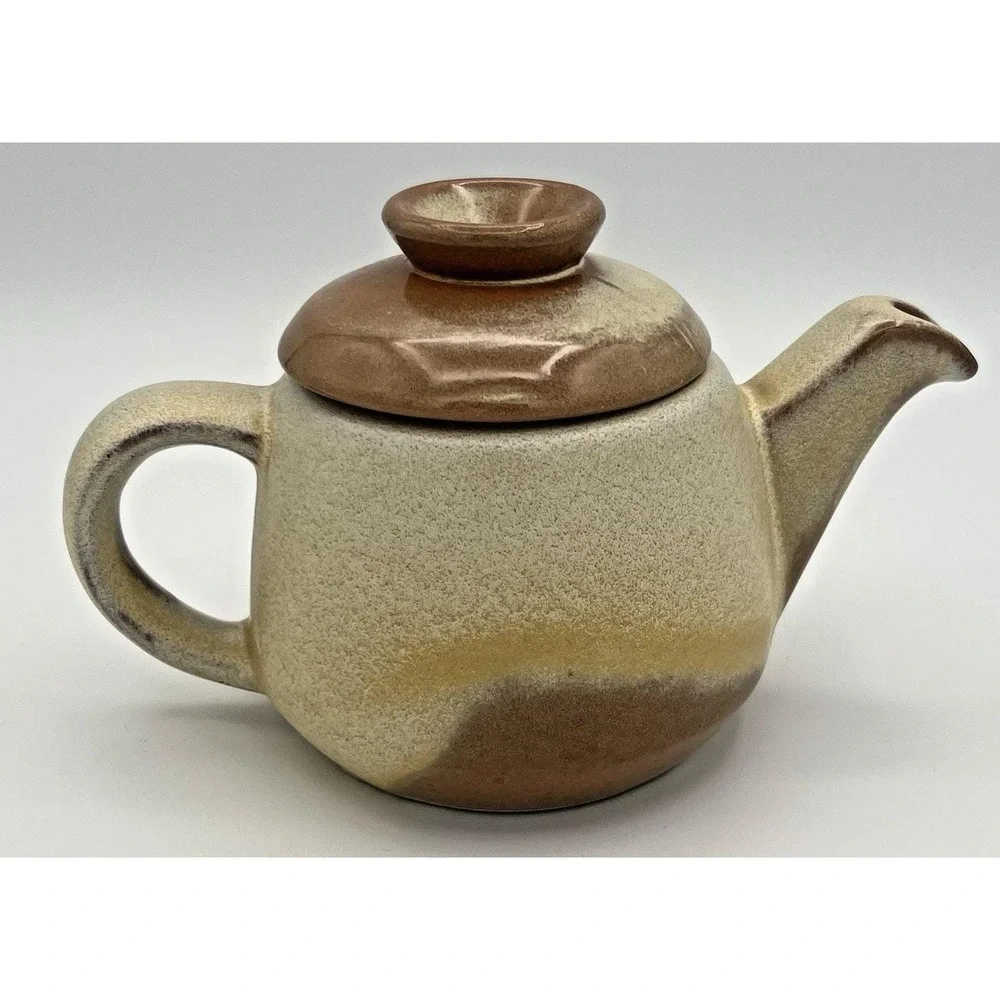 Frankoma Pottery Plainsman Gold Tea Pot Oklahoma Clay 6J Sand Colors Vintage EUC